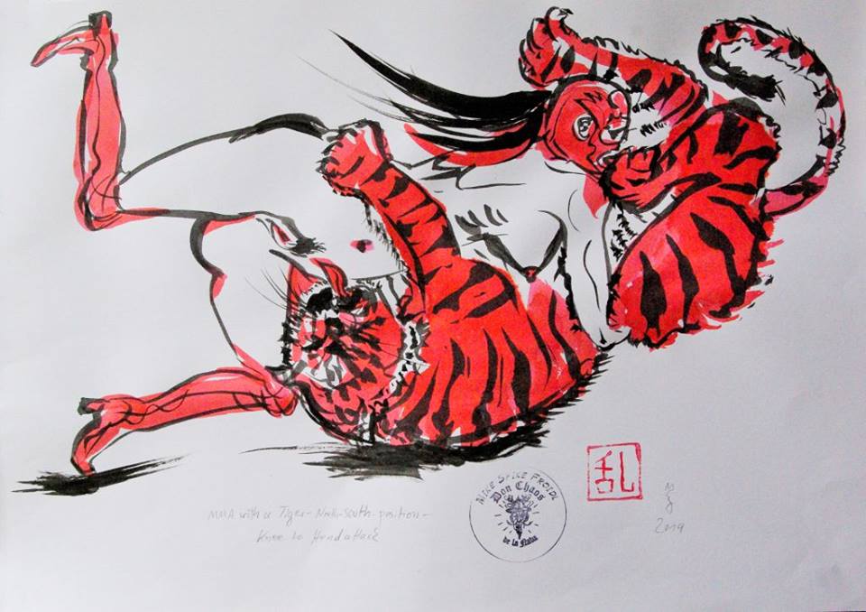 Sexy Mixed Martial Arts mit einen Tiger